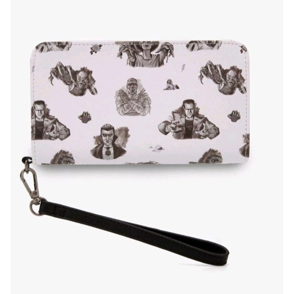 Loungefly Universal Studios Monsters AOP Crossbody Bag & Tech Wristlet WALLET! - Picture 4 of 8